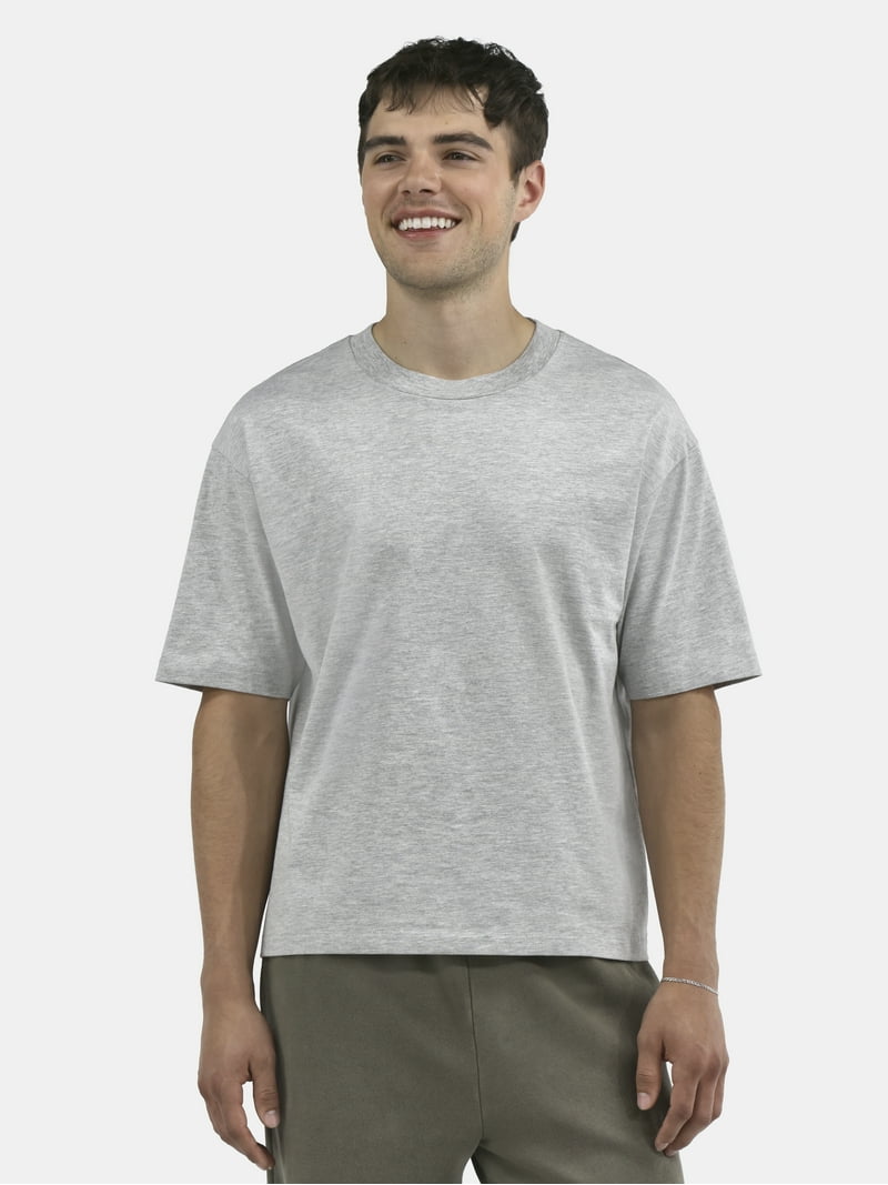 No Boundaries Boxy Cropped Tee, Men's and Big Men's - Walmart.com