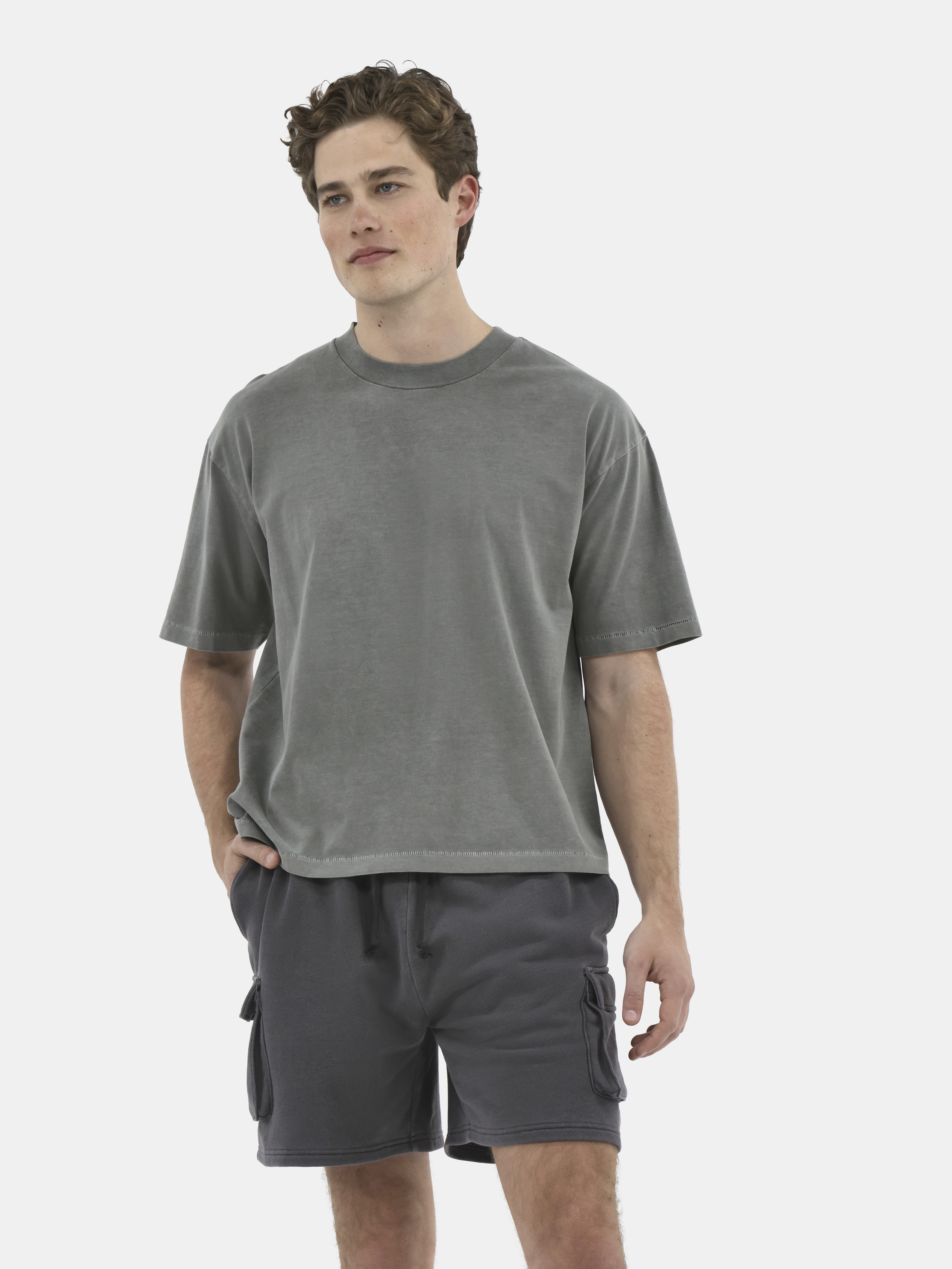 No Boundaries Cotton Oversized Cropped Tee with Short Sleeves, Men's and Big Men's XS-5XL