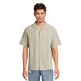 thumbnail image 1 of No Boundaries Men's and Big Men's Cotton Crinkle Button Front Shirt with Short Sleeves, Sizes XS-3XL, 1 of 5