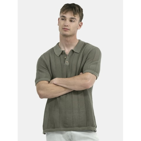 Drop Needle Stich Polo Sweater, Men's and Big Men's