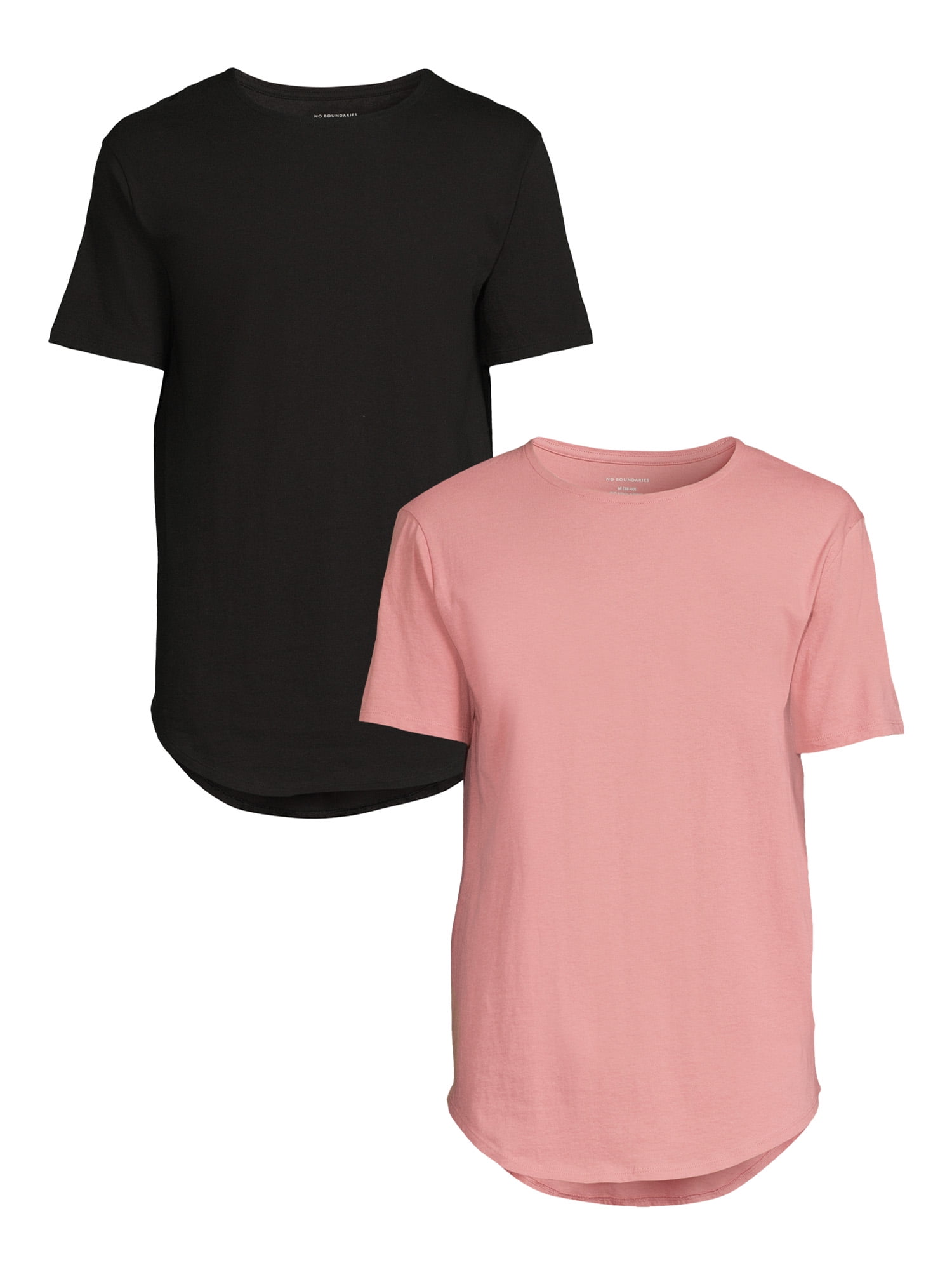 No Boundaries Men's and Big Men's Elongated Tees, 2-Pack, Sizes XS-5XL