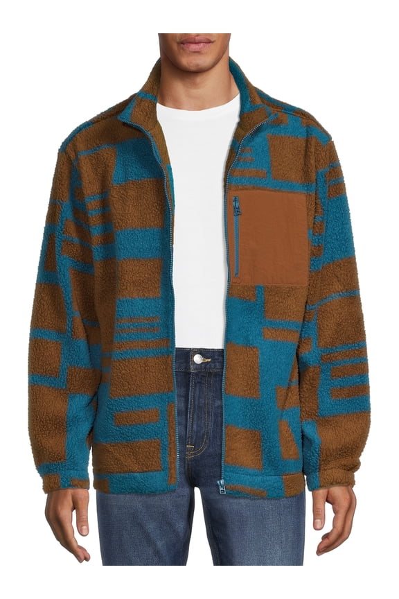 Men's and Big Men's Faux Zip-up Sherling Jacket, Sizes XS-3XL