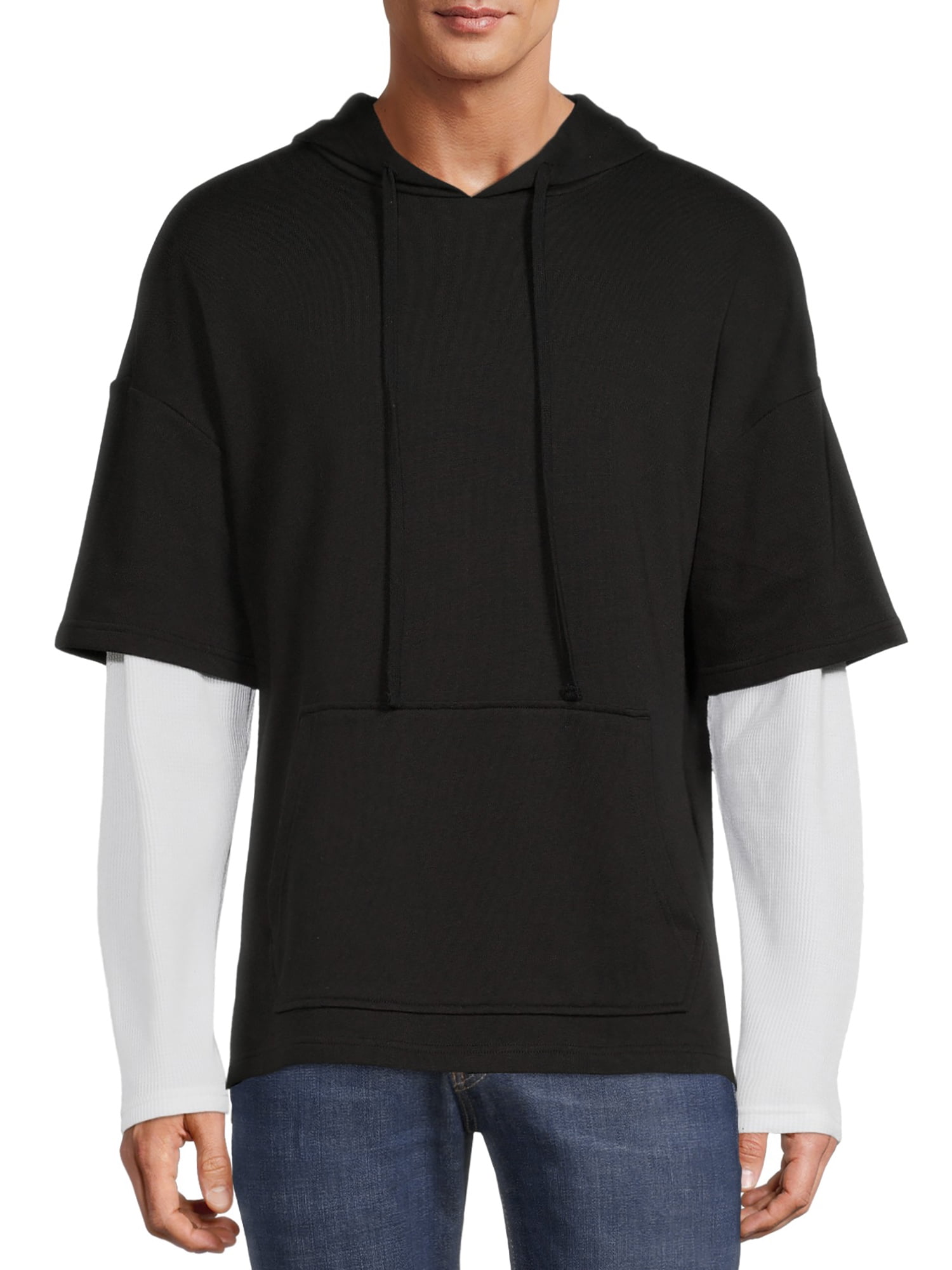 No Boundaries Men's and Big Men's Layered Look Hoodie , up to size 5XL -  Walmart.com