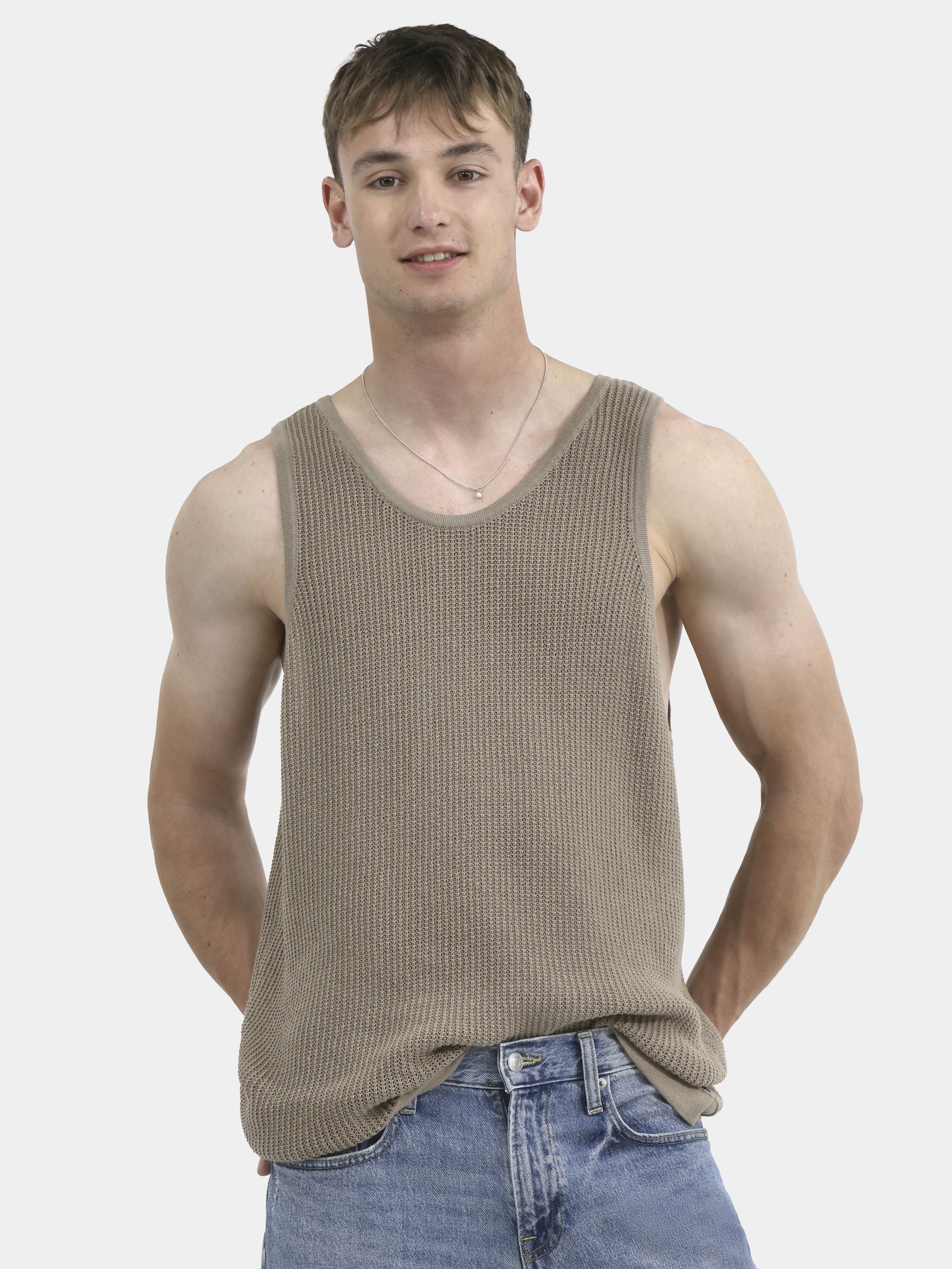 No Boundaries Mesh Stitch Sweater Tank Top, Men's and Big Men's