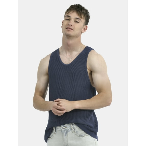 No Boundaries Mesh Stitch Sweater Tank Top, Men's and Big Men's