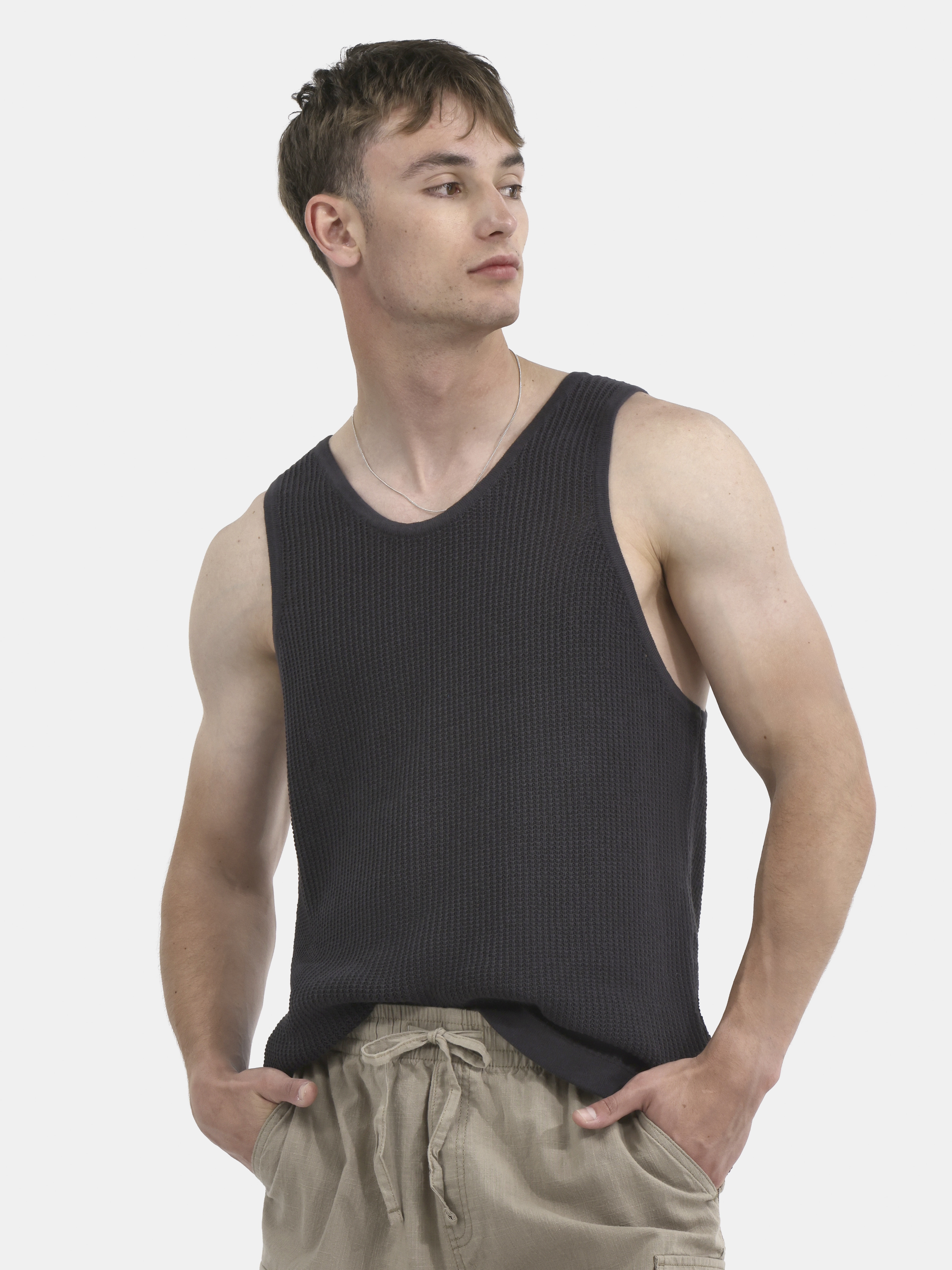 No Boundaries Mesh Stitch Sweater Tank Top, Men's and Big Men's