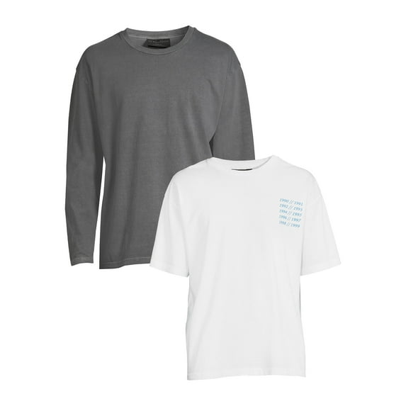 No Boundaries Men's and Big Men's Oversized T-Shirts, 2-Pack, Sizes XS-5XL