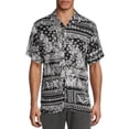 thumbnail image 1 of No Boundaries Men's and Big Men's Printed Button-Front Shirt with Short Sleeves, 1 of 2