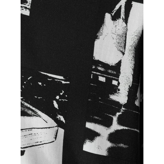 No Boundaries Men's and Big Men's Printed Button-Front Shirt with Short Sleeves