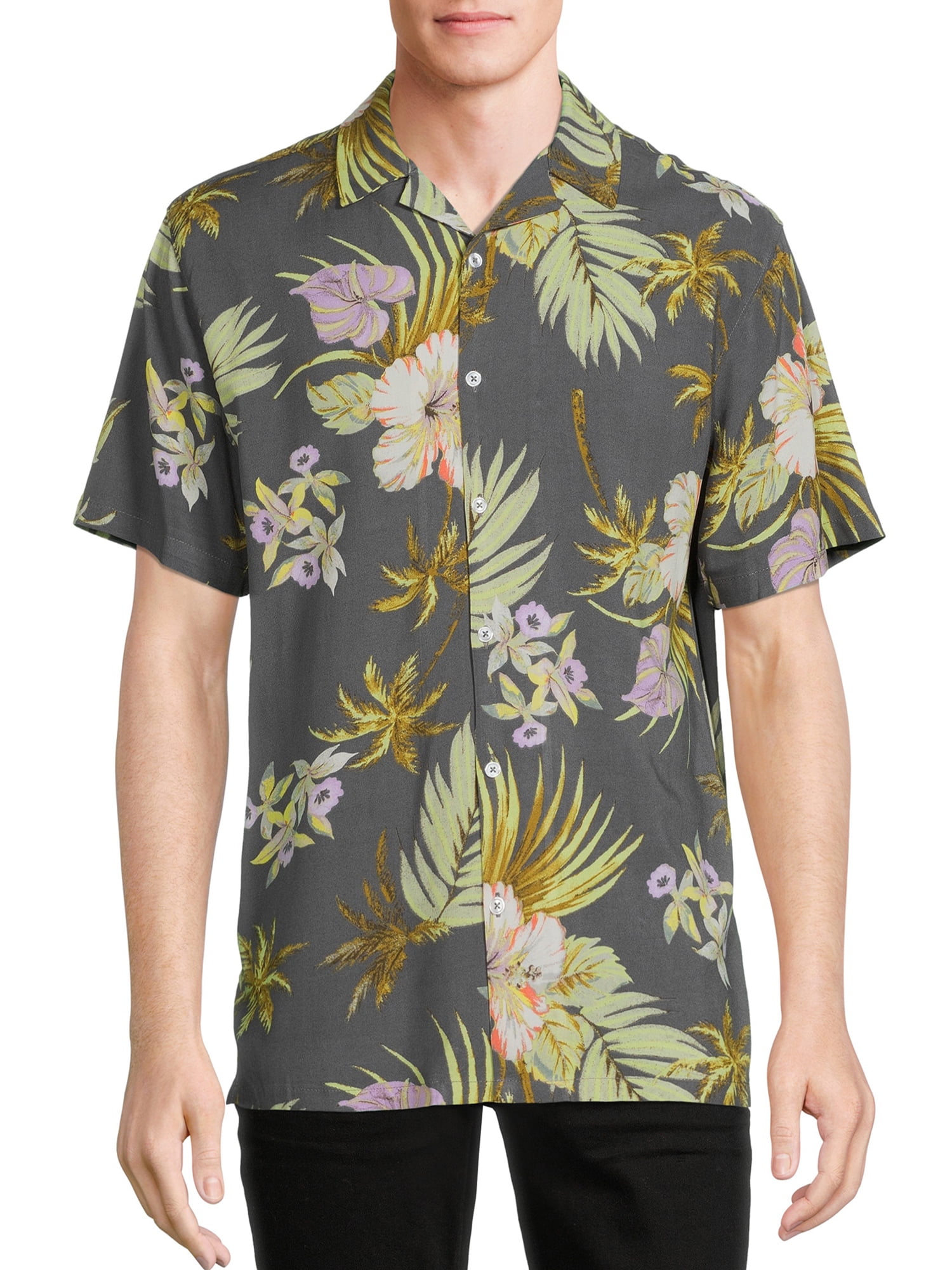 No Boundaries Men's and Big Men's Printed Shirt with Short Sleeves