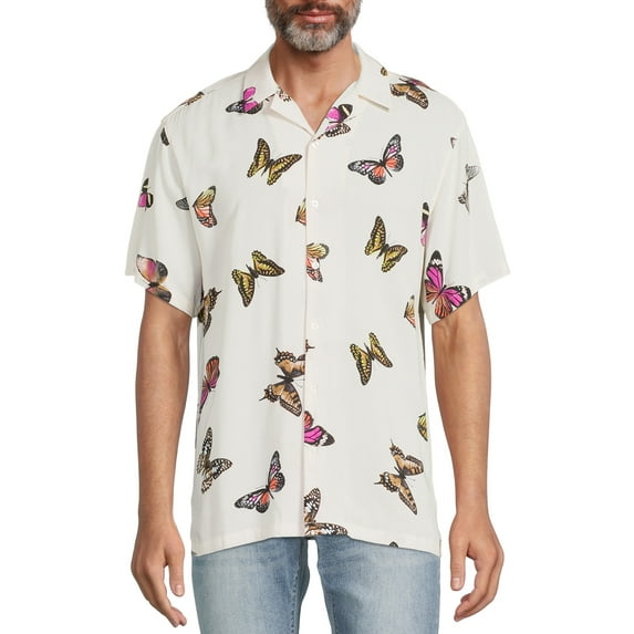 No Boundaries Men's and Big Men's Printed Shirt with Short Sleeves