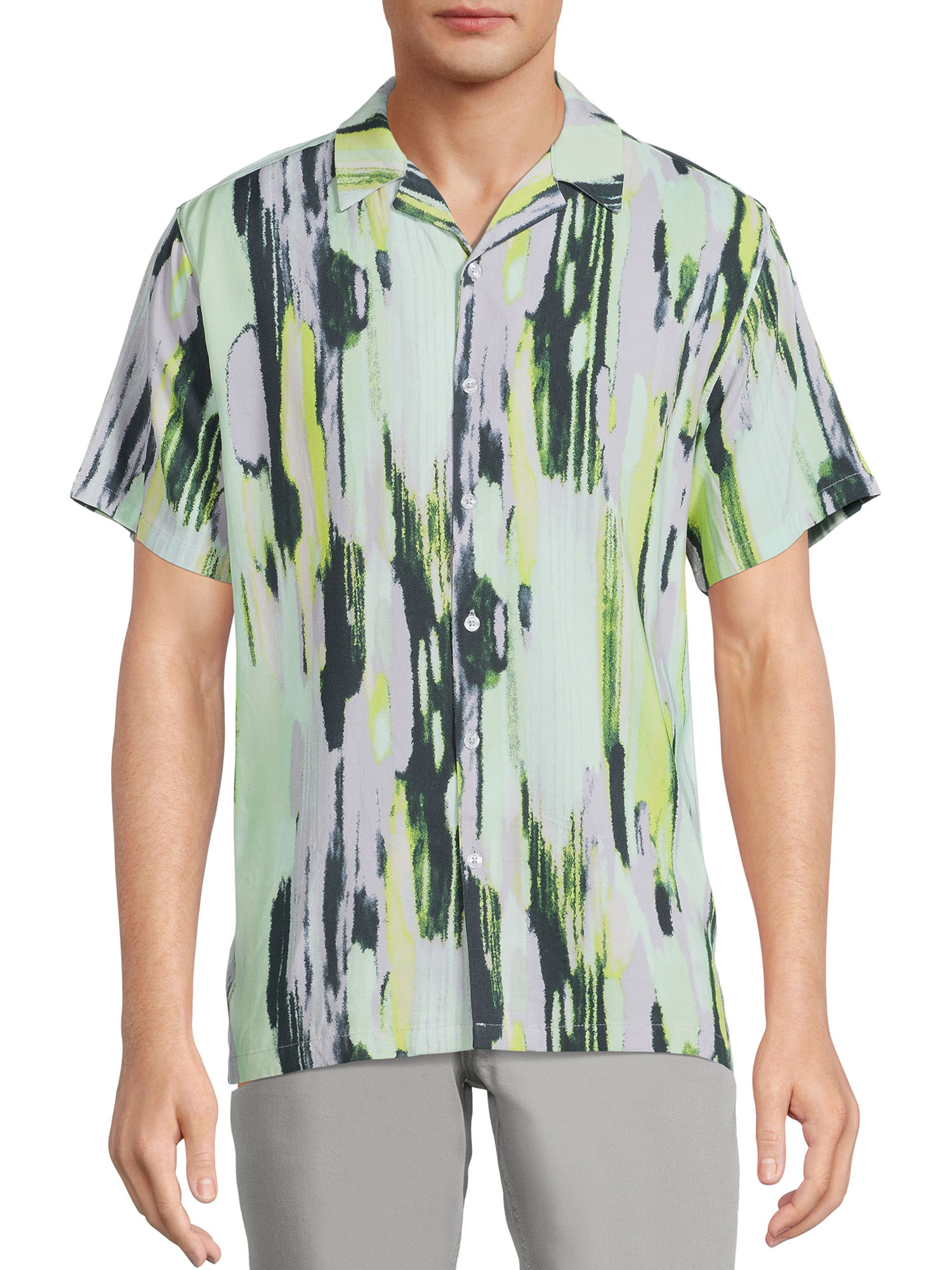 No Boundaries Men's and Big Men's Printed Shirt with Short Sleeves