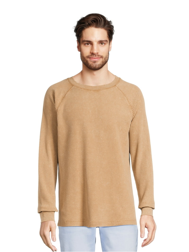 No Boundaries Men's Raglan Thermal Shirt XS-5XL, Cotton Blend