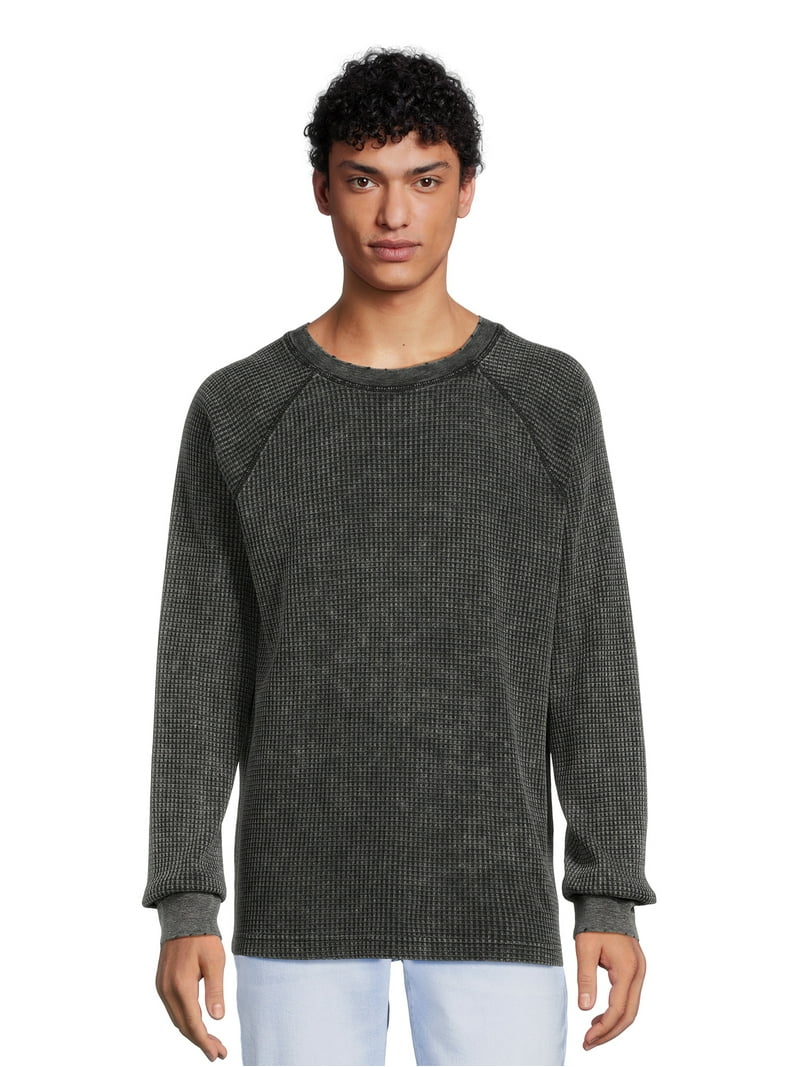 STRONG 006 THERMAL(GREIGE) Sサイズ No Boundaries Men's and Big Men's Raglan Thermal Shirt, Sizes XS