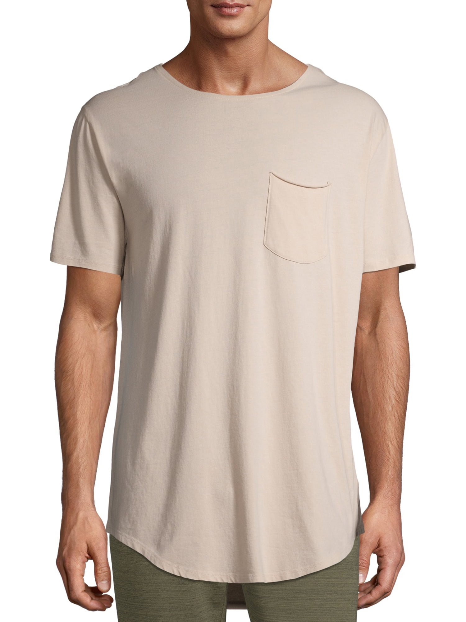 no boundaries men's elongated pocket tee