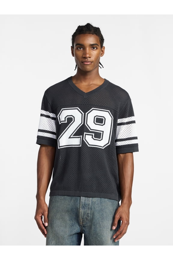 Sweater Inspired Football Jersey with Short Sleeves, Men's XS-2XL