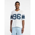thumbnail image 1 of No Boundaries Mesh Sweater Knit Football Jersey Inspired Shirt with Short Sleeves, Men's XS-3XL, 1 of 5