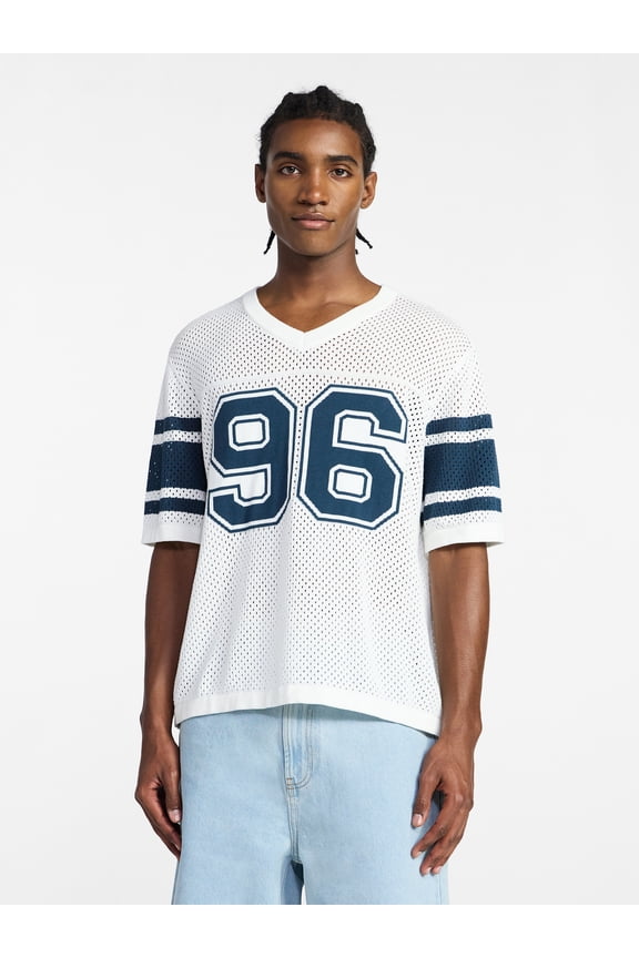 Sweater Inspired Football Jersey with Short Sleeves, Men's XS-2XL