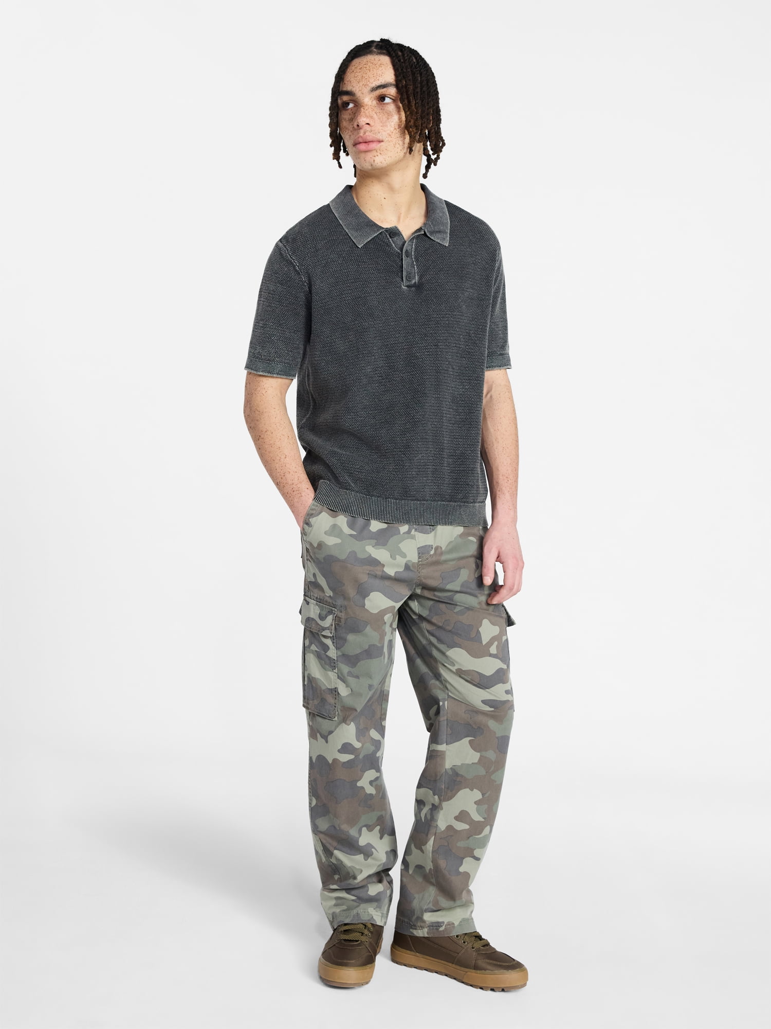 No Boundaries Mesh Polo Sweater with Short Sleeves, Men's XS-3XL