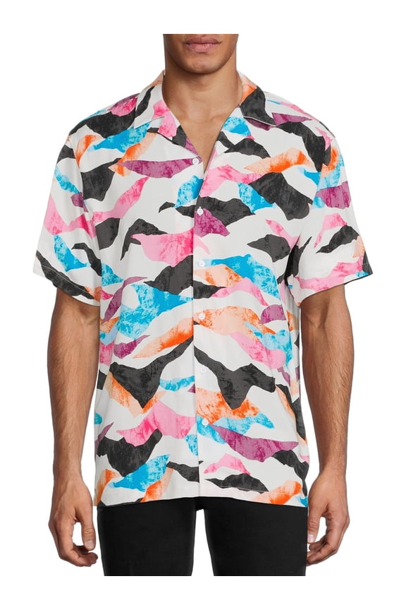 Men's and Big Men's Short Sleeve Printed Rayon Shirt