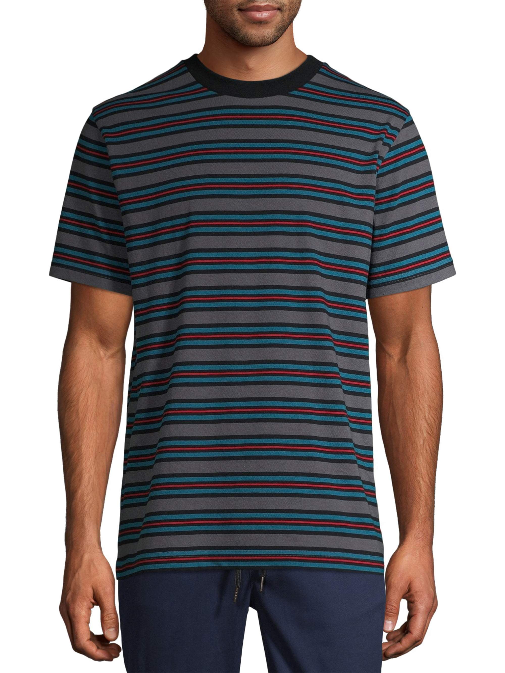 No Boundaries Men's and Big Men's Short Sleeve Stripe Tee, up to Size