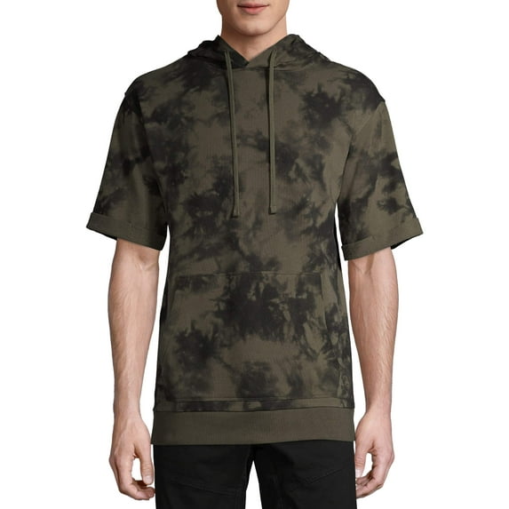 No Boundaries Men's and Big Men's Tie Dye Short Sleeve Hoodie, up to Size 5XL