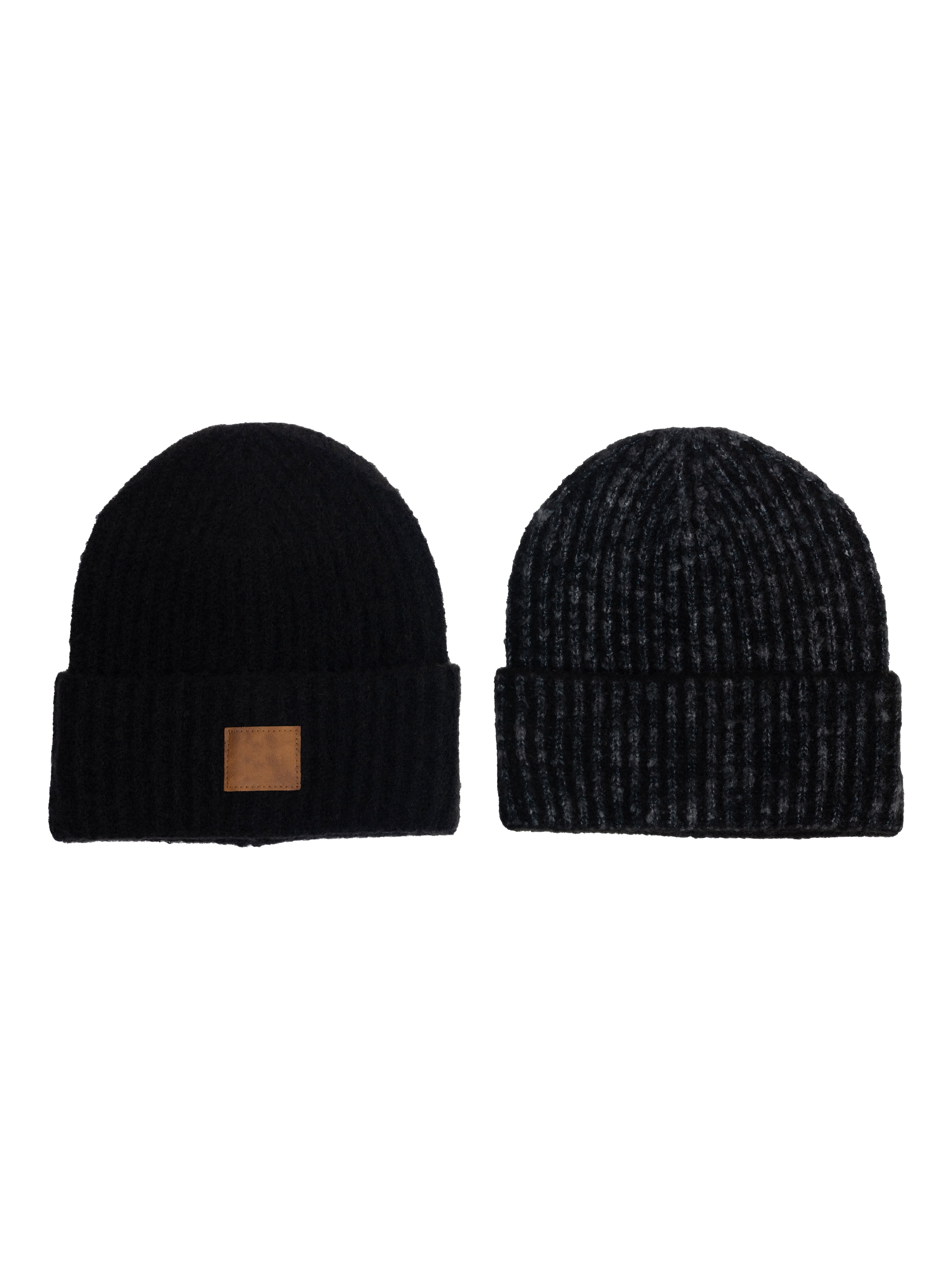 No Boundaries Mens 2-Pack Beanie, Black, One Size