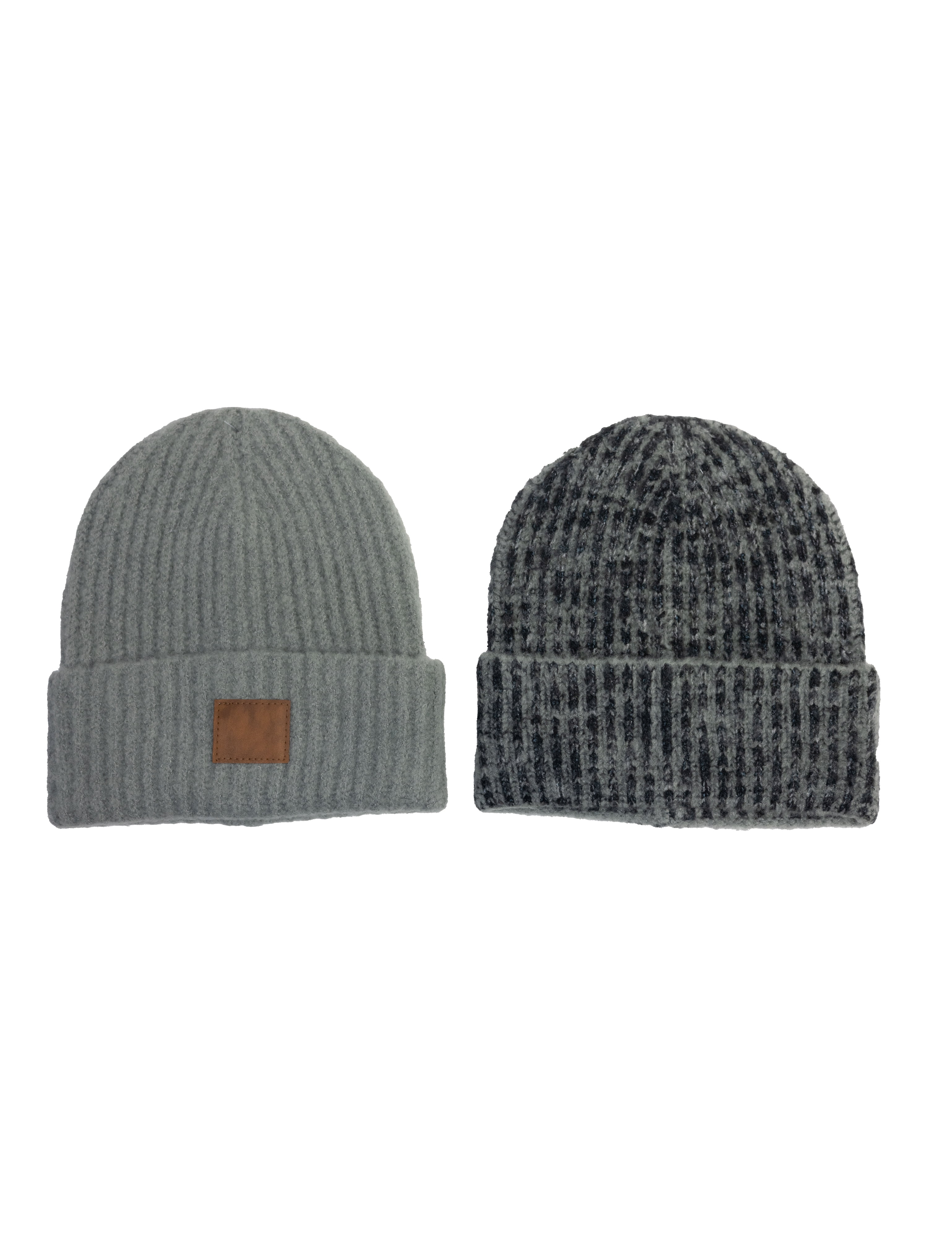 No Boundaries Mens 2-Pack Beanie, Gray, One Size