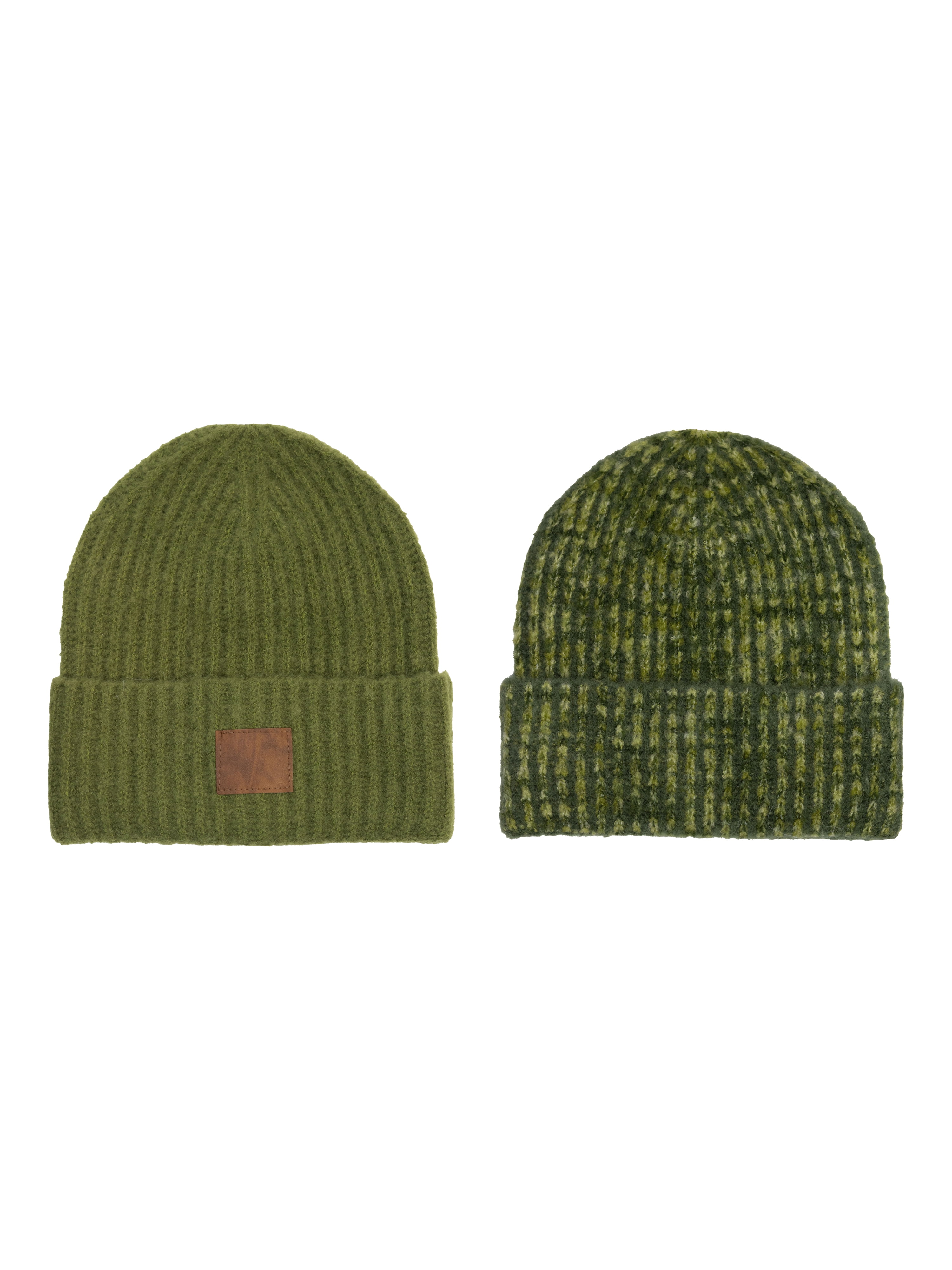 No Boundaries Mens 2-Pack Beanie, Green, One Size