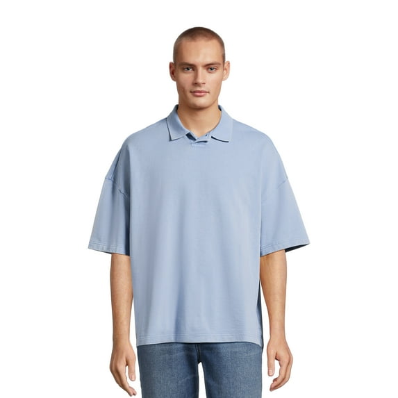 No Boundaries Mens & Big Mens Oversize French Terry Polo Shirt, Sizes XS-5XL