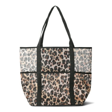 No Boundaries Mesh Beach Tote Bag, Women's, Leopard