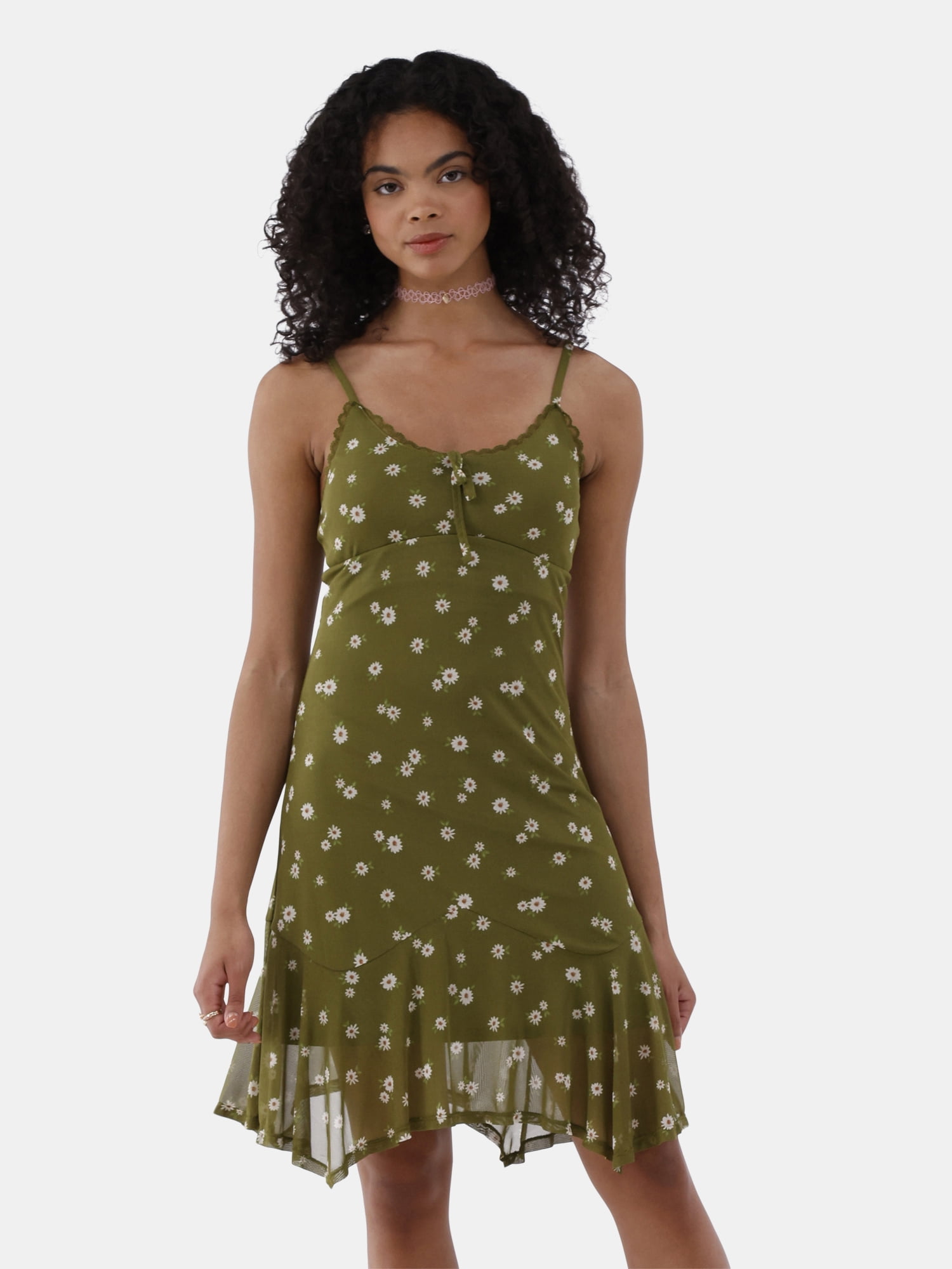 No Boundaries Mesh Hanky Hem Dress, Women's and Women's Plus - Walmart.com