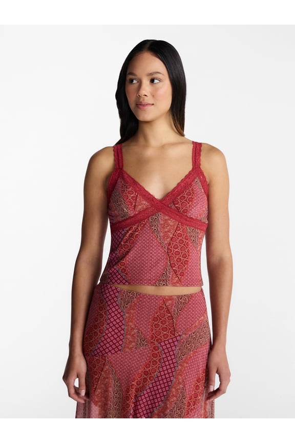 Mesh Lace Triangle Tank Top, Women's XXS-XXL