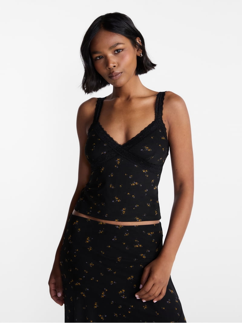 No Boundaries Mesh Lace Triangle Tank Top, Women's XXS-XXL