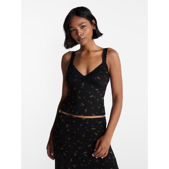 No Boundaries Mesh Lace Triangle Tank Top, Women's XXS-XXL