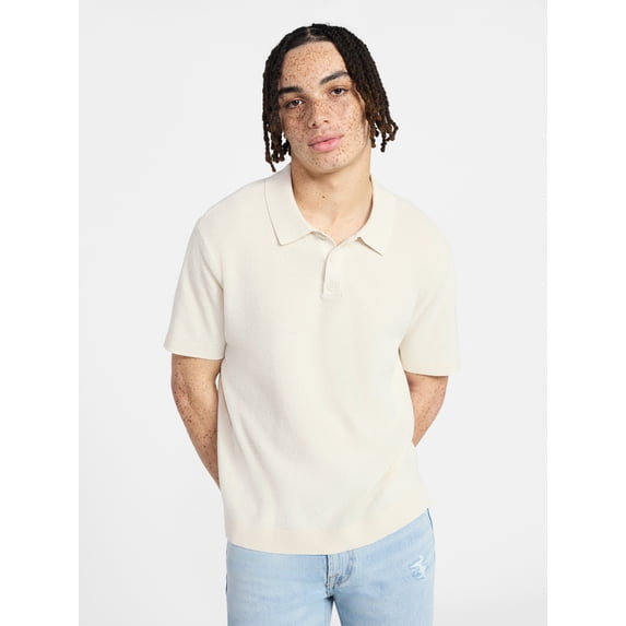 No Boundaries Mesh Polo Sweater with Short Sleeves, Men's XS-3XL