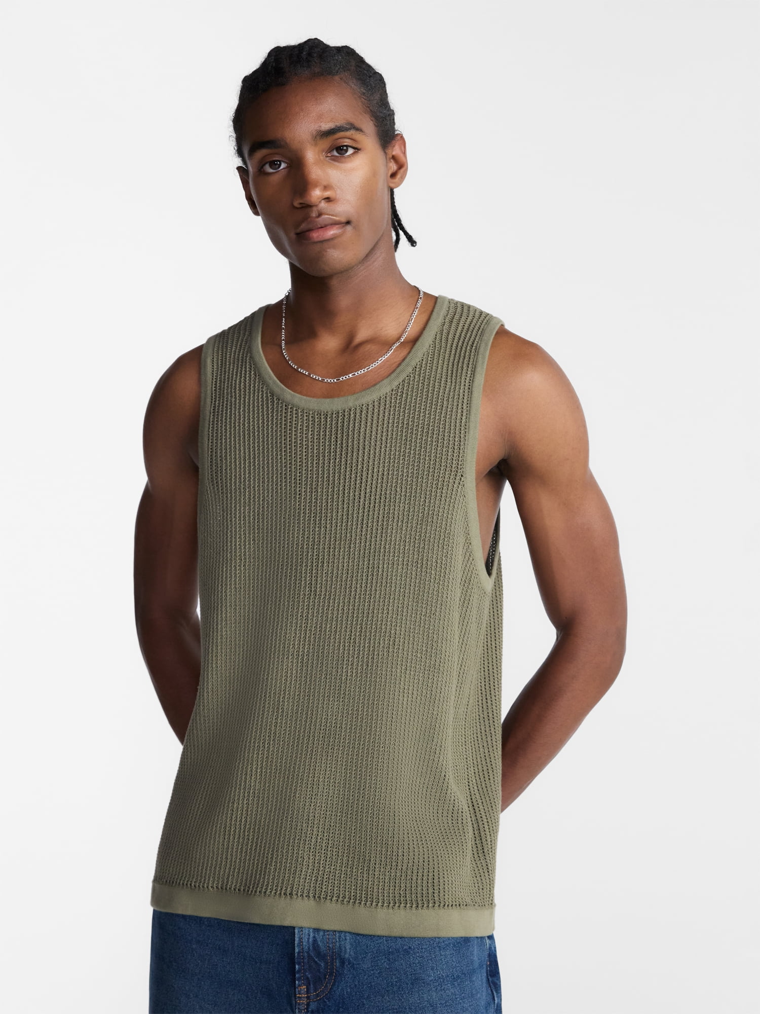No Boundaries Mesh Stitch Sweater Tank Top, Men's and Big Men's XS-3XL