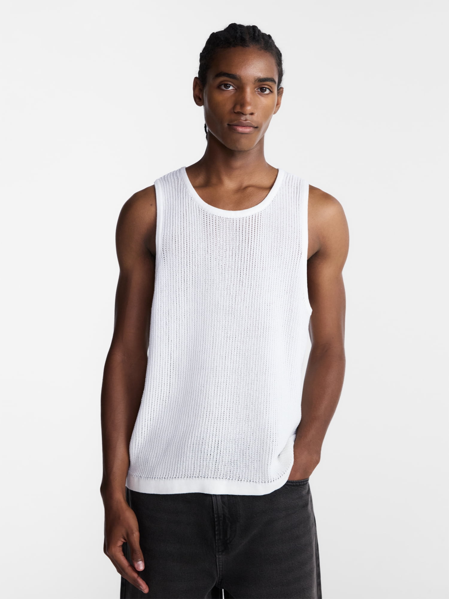 No Boundaries Mesh Stitch Sweater Tank Top, Men's and Big Men's XS-3XL