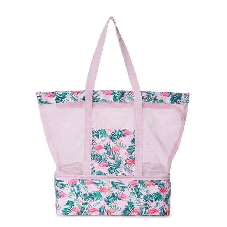 No Boundaries Mesh Zip Tote Bag with Insulated Cooler Compartment Walmart