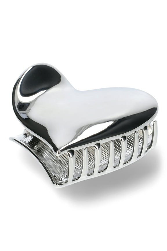 Heart Hair Claw Clip Set, Silver-tone, Women's