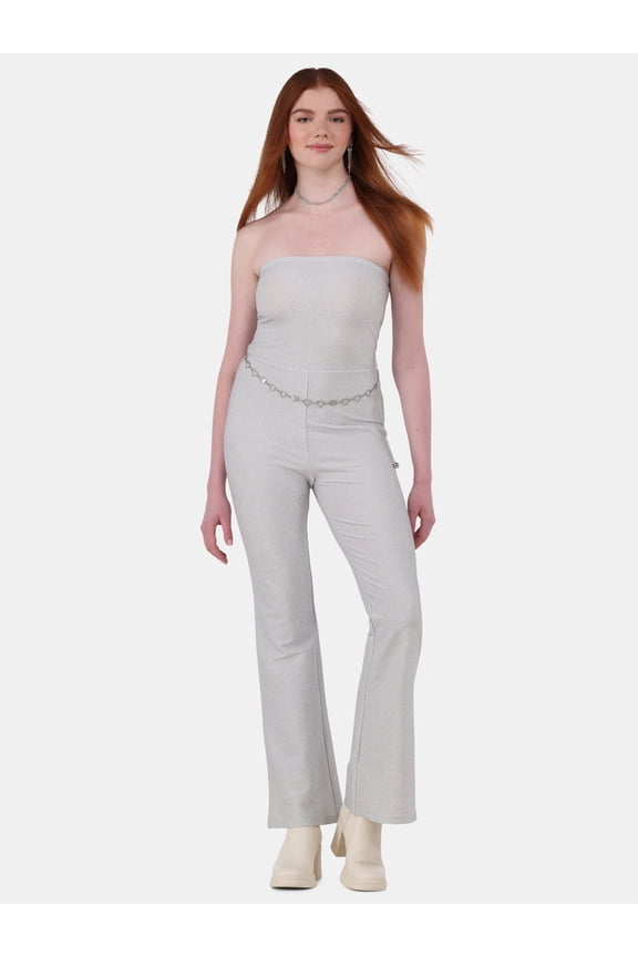 Metallic Belted Tube Jumpsuit, Women's