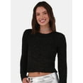 thumbnail image 1 of No Boundaries Metallic Crew Neck Sweater, Women's and Women’s Plus, 1 of 5