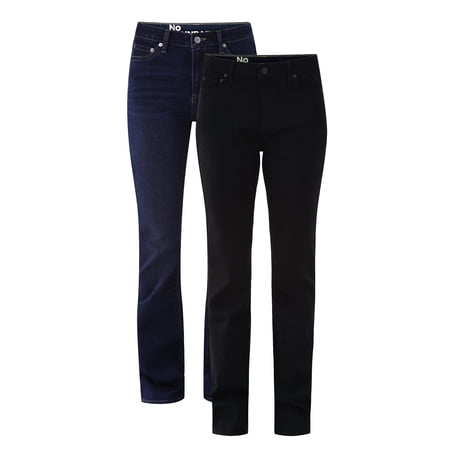 No Boundaries Mid Rise Bootcut Jeans, 32” Inseam, 1 or 2-Pack, Women’s