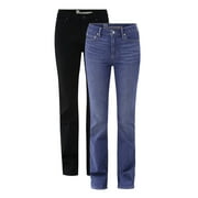 No Boundaries Mid Rise Bootcut Jeans, 32” Inseam, 1 or 2-Pack, Women’s