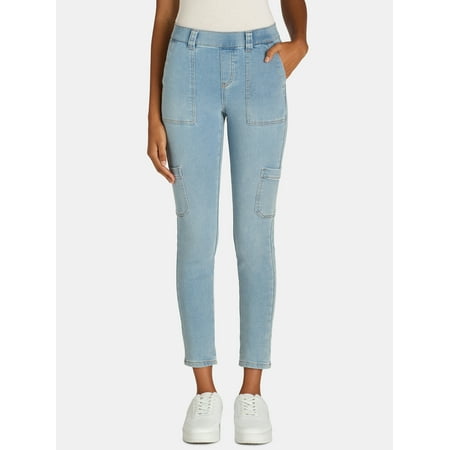 No Boundaries Mid Rise Utility Skinny Pants, 28" Inseam, Women's