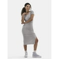 thumbnail image 1 of No Boundaries Midi Slit Dress with Short Sleeves, Women's, 1 of 4