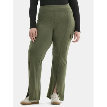 No Boundaries Mineral Wash Flare Cargo Pants, Women's and Women's Plus