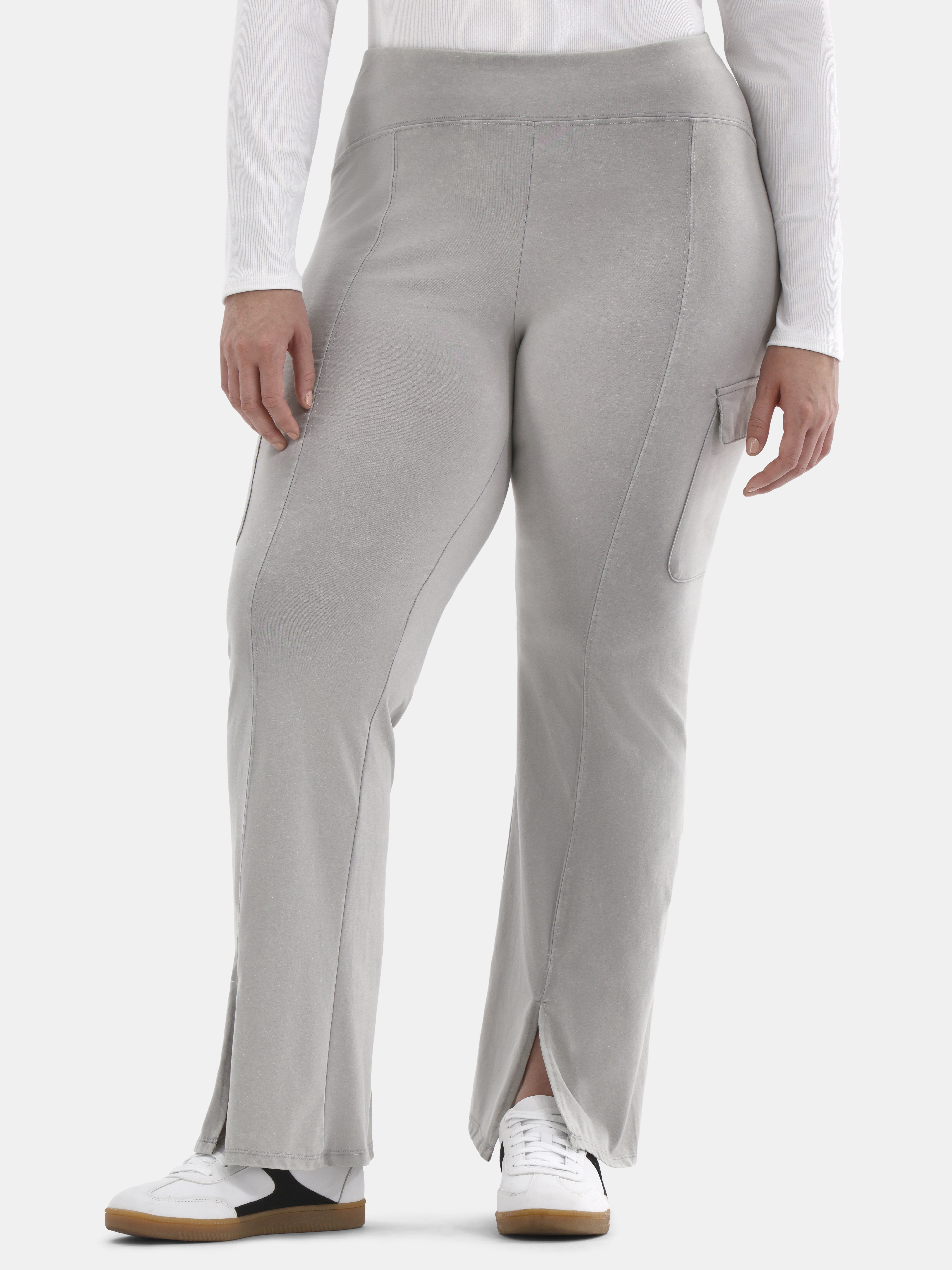 No Boundaries Mineral Wash Flare Cargo Pants, Women's and