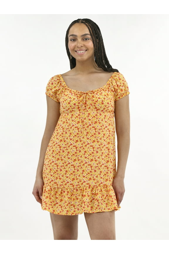 Mini Dress with Puff Sleeves, Women's