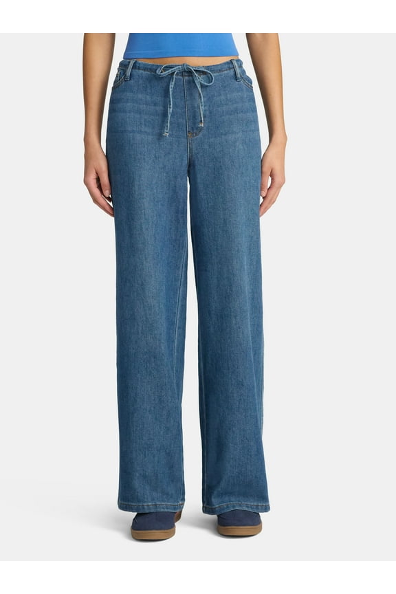 Mini Waistband Wide Leg Pants, 31'' Inseam, Women's